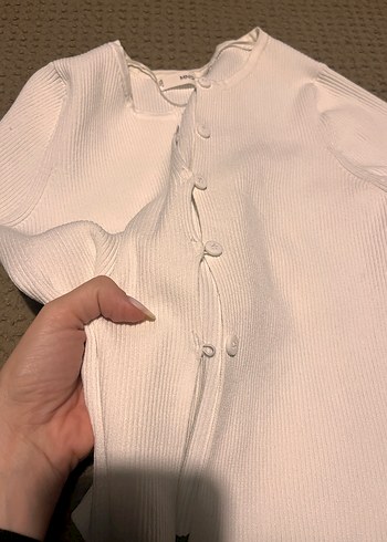 xs Beden Mango Beyaz Mini Uzun Kollu Triko Hırka