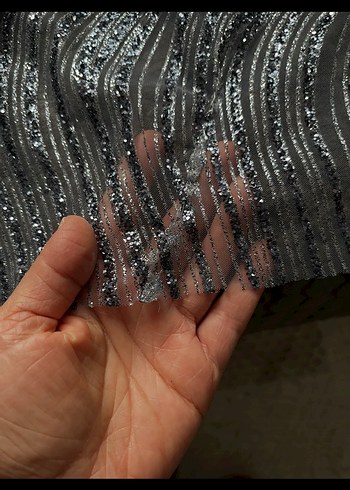 Uzun Kol Drapeli Gri Abiye Elbise - Görsel 4