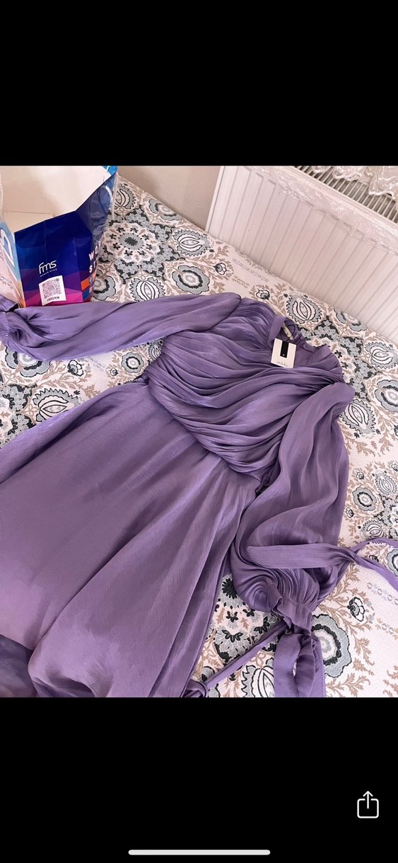 Mor Drapeli Uzun Abiye Elbise (SATILIK)) - Görsel 3