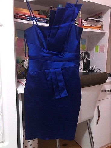 LACİVERT MAVİ ABİYE ELBİSE - Görsel 10