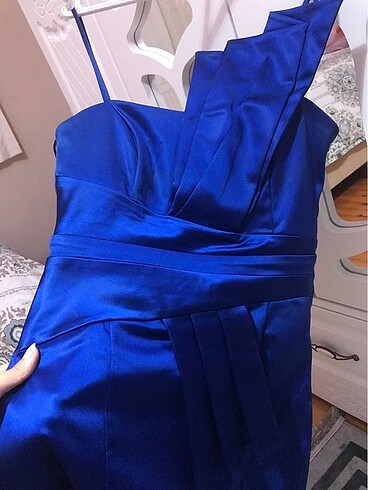 LACİVERT MAVİ ABİYE ELBİSE - Görsel 4