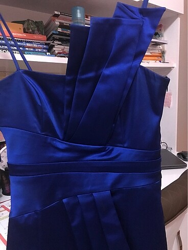 LACİVERT MAVİ ABİYE ELBİSE - Görsel 9