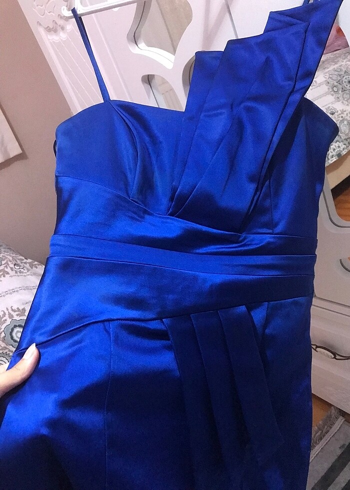 LACİVERT MAVİ ABİYE ELBİSE - Görsel 4