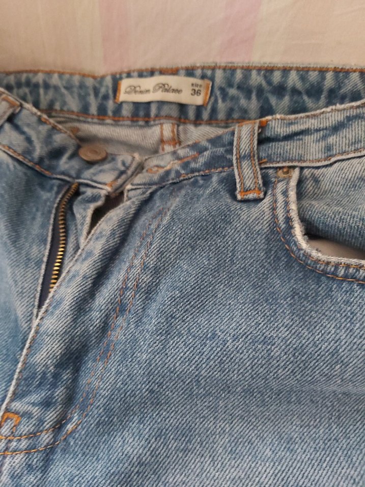 Gri Mavi Kadın Bol Kesim Midi Kot Pantolon - Görsel 2