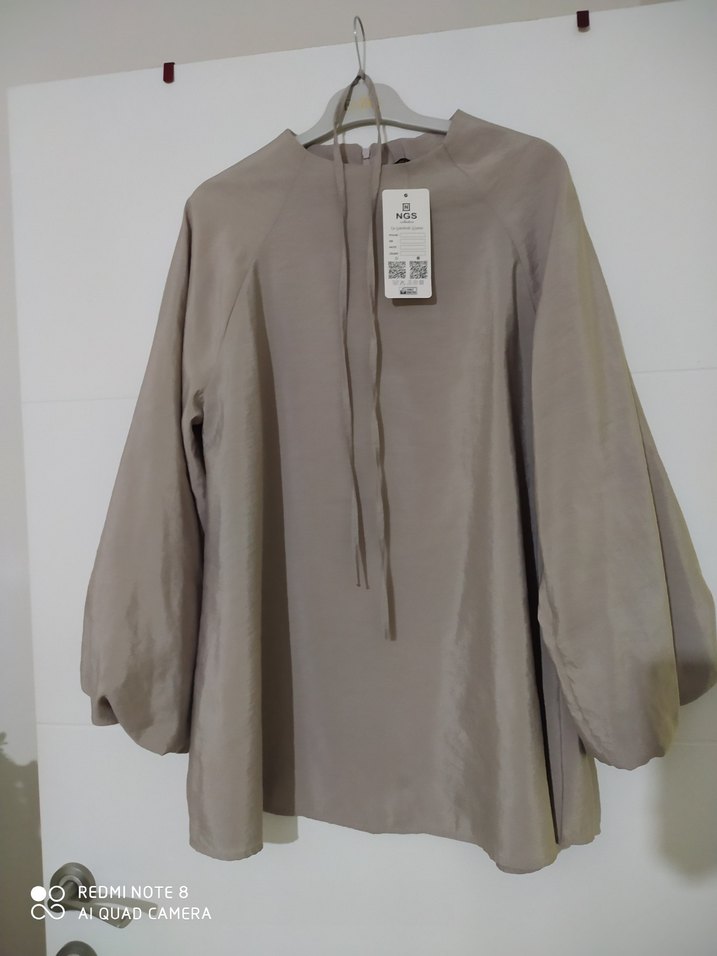 Bej Keten Kemerli Midi Bohem Tunik - Görsel 2