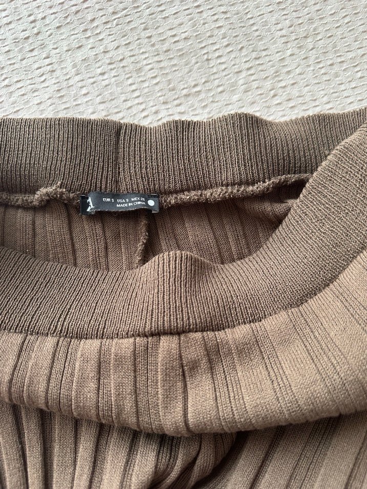 Kadın Pilili Bej Keten Kumaş Pantolon - Görsel 4