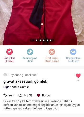 38 Beden Kadın gömlek 