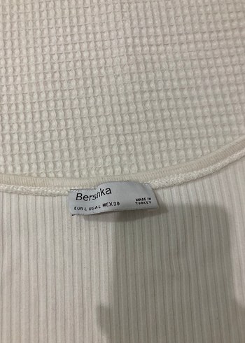 Düğmeli Beyaz Uzun Kollu Crop Bluz - Görsel 2