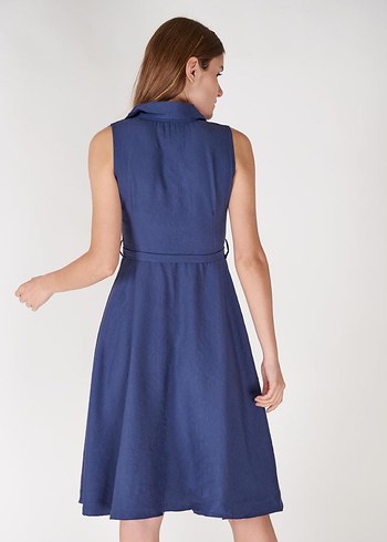 Midi Boy Kolsuz Yazlık Gömlek Elbise - Görsel 4