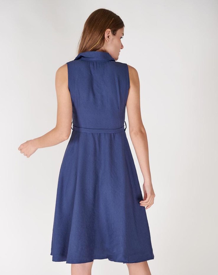 Midi Boy Kolsuz Yazlık Gömlek Elbise - Görsel 4