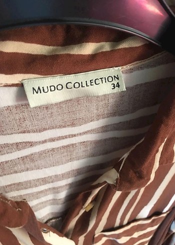 Mudo Kahverengi Çizgili Gömlek Elbise - Görsel 7