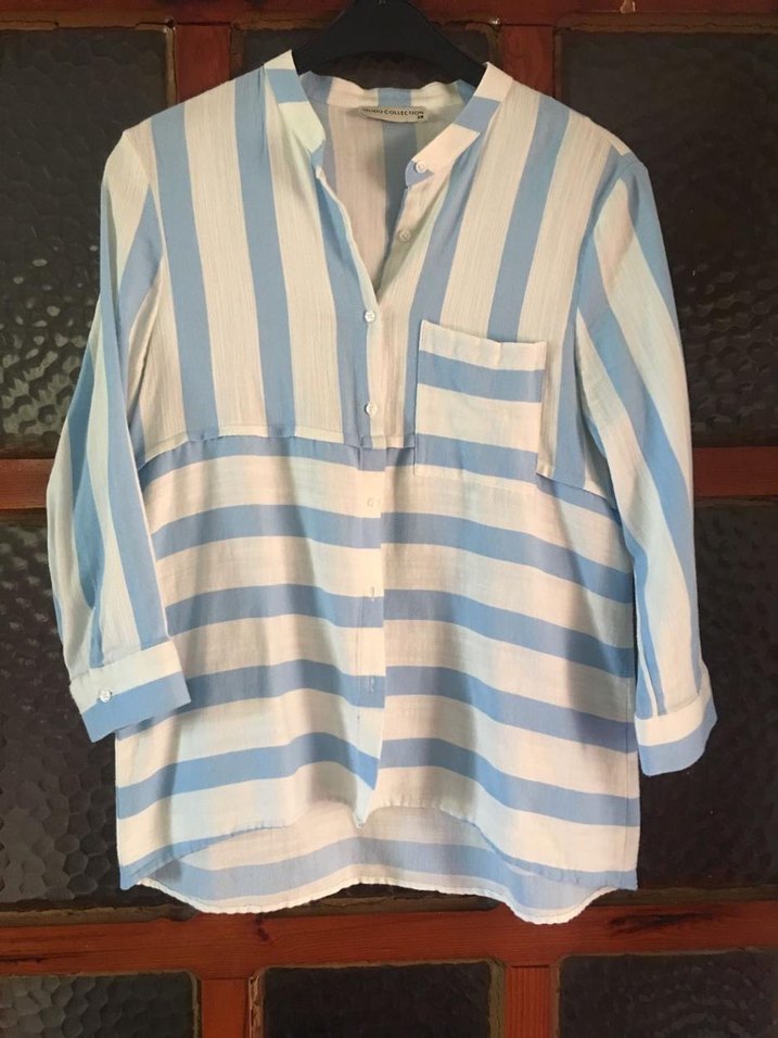 Mudo Mavi Beyaz Çizgili Pamuklu Gömlek - Görsel 2