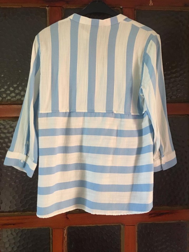 Mudo Mavi Beyaz Çizgili Pamuklu Gömlek - Görsel 4