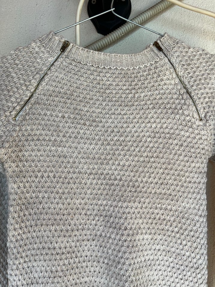 Bej Kadın Fermuar Detaylı Triko Kazak - Görsel 2