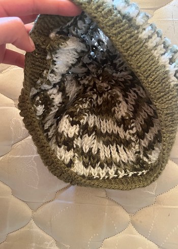 Haki Kadın Örgü Bohem Bere - Görsel 4