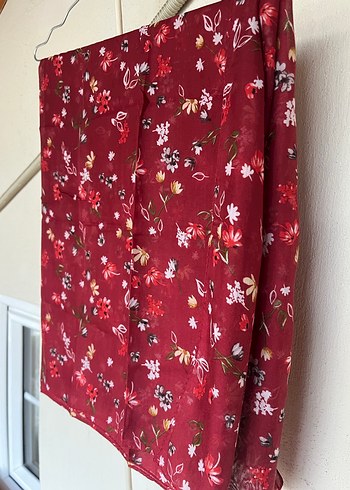 Kiremit Renk Çiçek Desenli Bohem Kadın Şal - Görsel 2