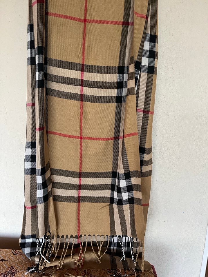 Kahverengi Desenli Püsküllü Şal - Görsel 2