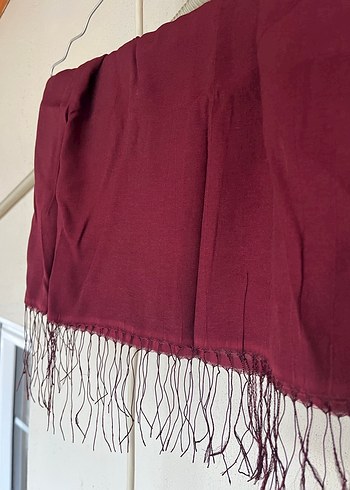 Bordo İpek Görünümlü Kadın Şal - Görsel 2