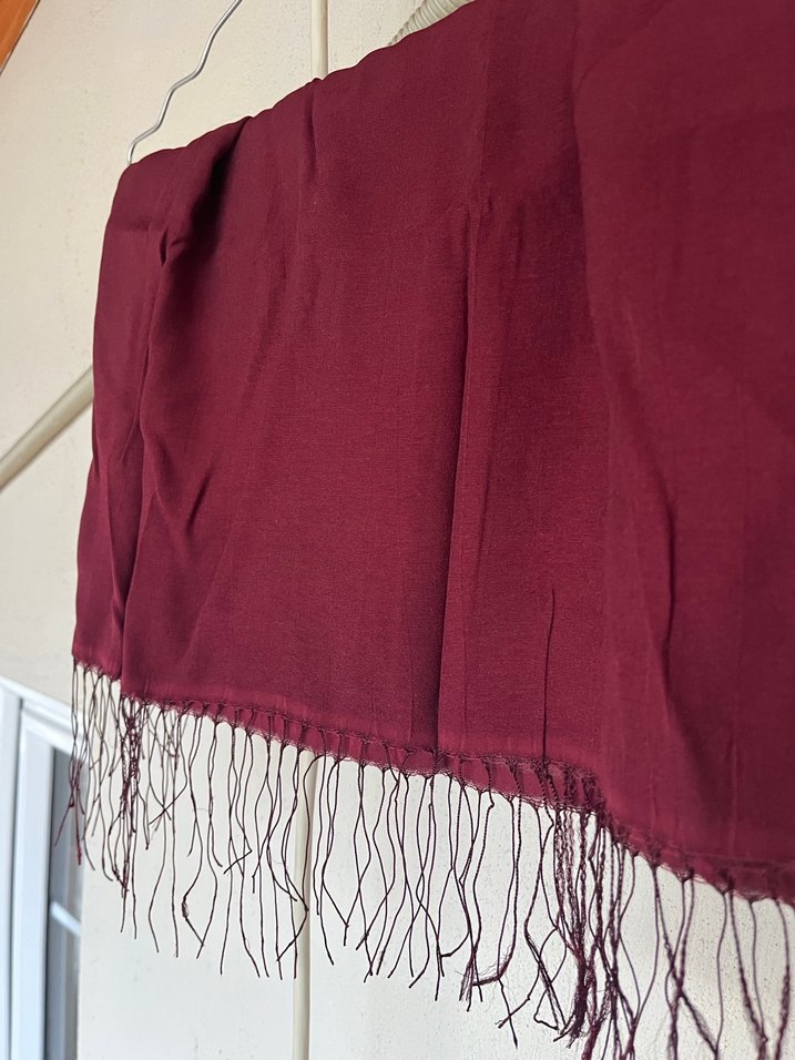 Bordo İpek Görünümlü Kadın Şal - Görsel 2