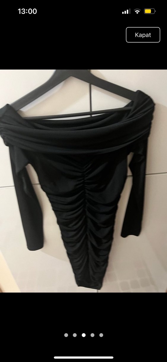 Uzun Siyah Drapeli Kadın Abiye Elbise - Görsel 3