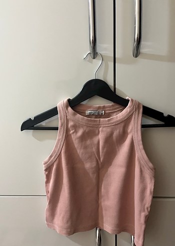 Pembe Keten Mini Yüksek Yakalı Atlet - Görsel 2