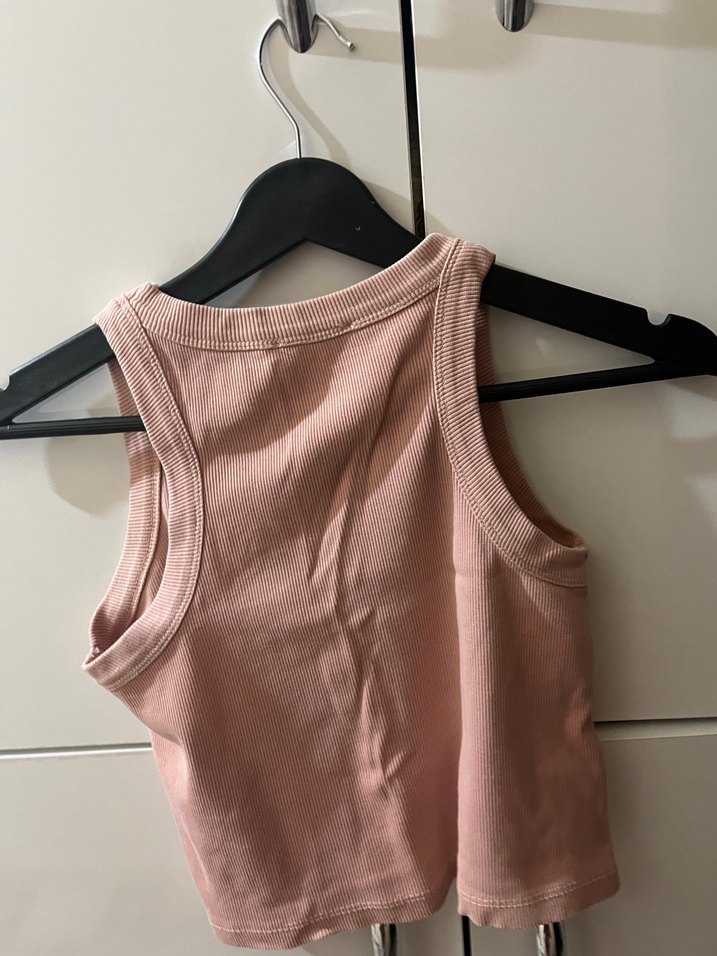 Pembe Keten Mini Yüksek Yakalı Atlet - Görsel 4