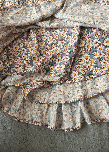 Çiçek Desenli Volanlı Midi Etek - Görsel 4