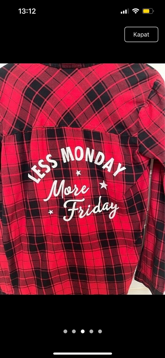 Kadın Kırmızı Kareli Uzun Kollu Pamuklu Gömlek - Görsel 3