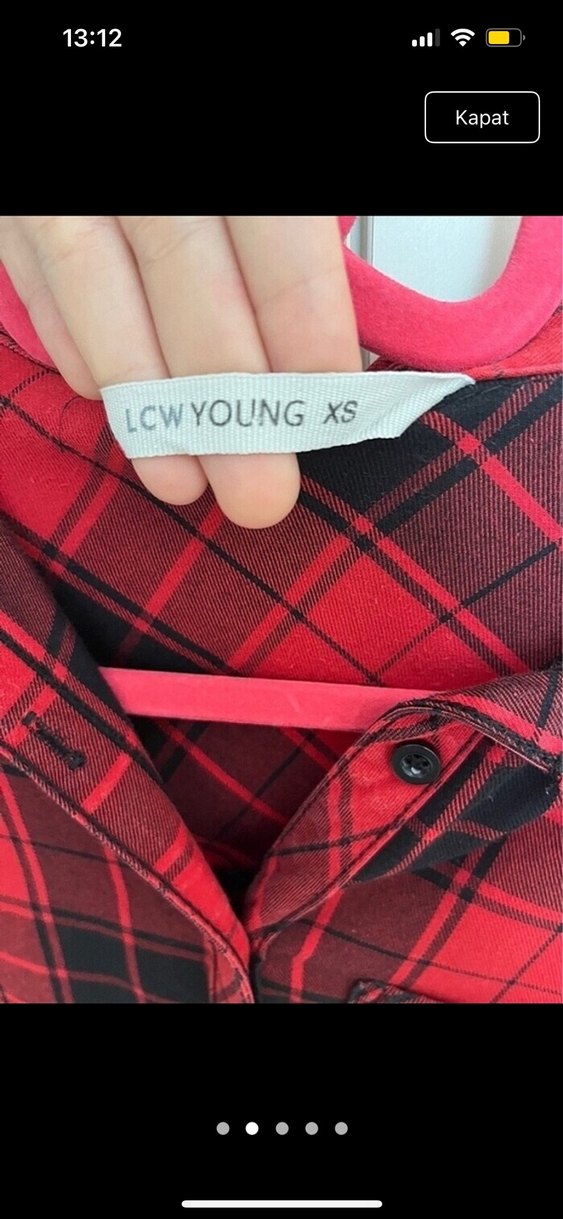 Kadın Kırmızı Kareli Uzun Kollu Pamuklu Gömlek - Görsel 2