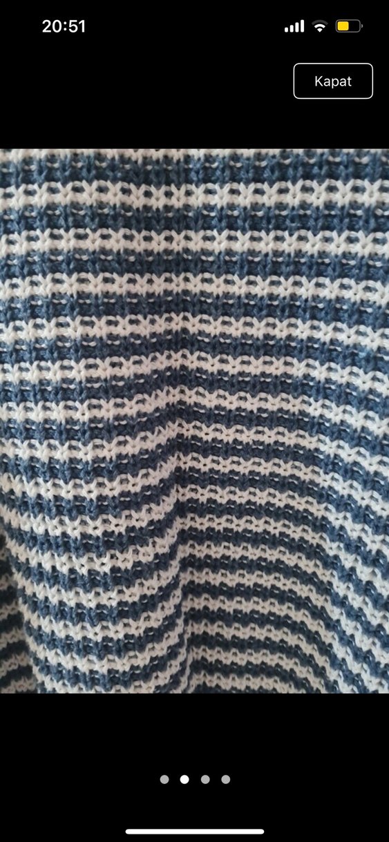 Gri Çizgili Uzun Kollu Örgü Kadın Kazak - Görsel 2