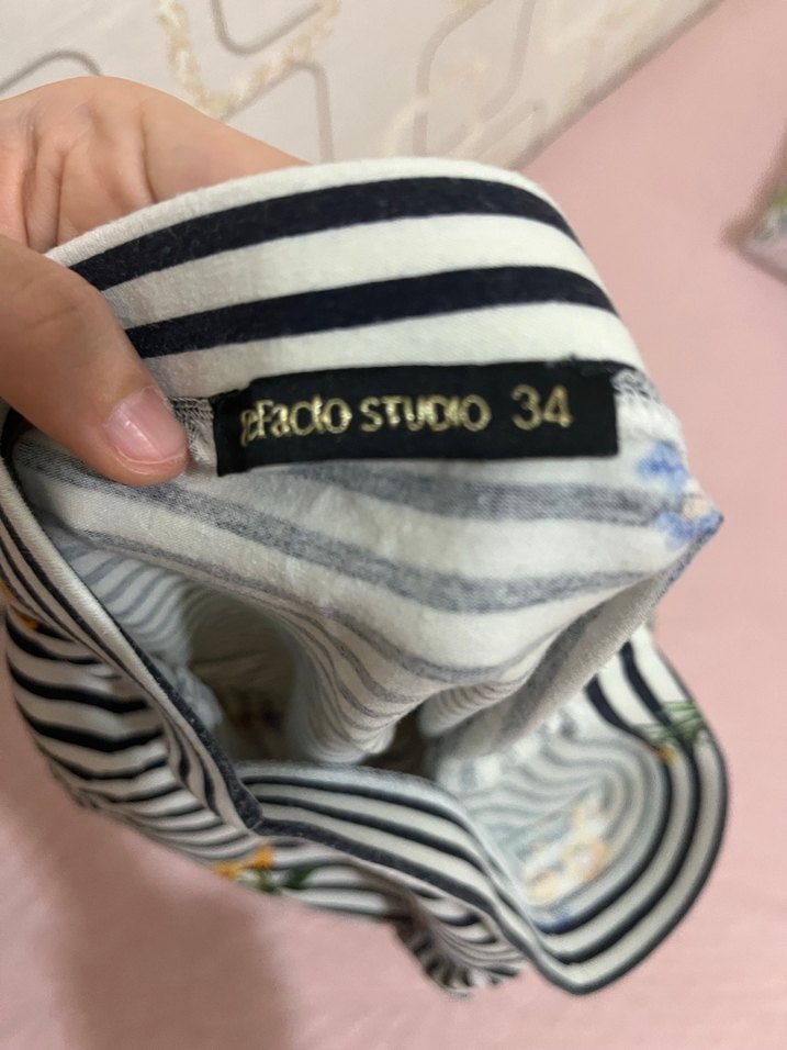 Çizgili Çiçekli Midi Kalem Etek - Görsel 3