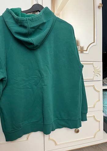 l Beden yeşil Renk Yeşil Kapüşonlu Uzun Kollu Sweatshirt