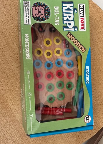 Renkli Montessori Ahşap Kirpi Bul-Tak Oyunu
