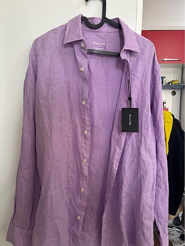 Massimo dutti kadın keten gömlek etiketli sıfır ürün