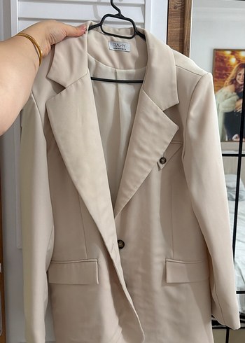 Zara Bej Tek Dugmeli Blazer Ceket