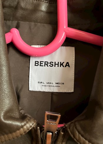 l Beden Bershka Kahverengi Deri Fermuarlı Ceket