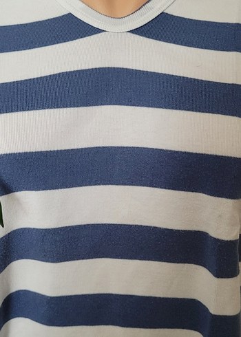 Mavi Beyaz Çizgili Hamile V Yaka Tişört - Görsel 3