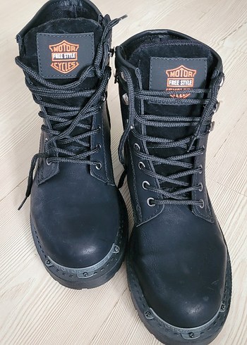 Siyah Erkek Biker Botları, Tokalı, Kauçuk - Görsel 2