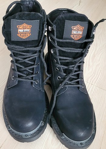 Siyah Erkek Biker Botları, Tokalı, Kauçuk - Görsel 6