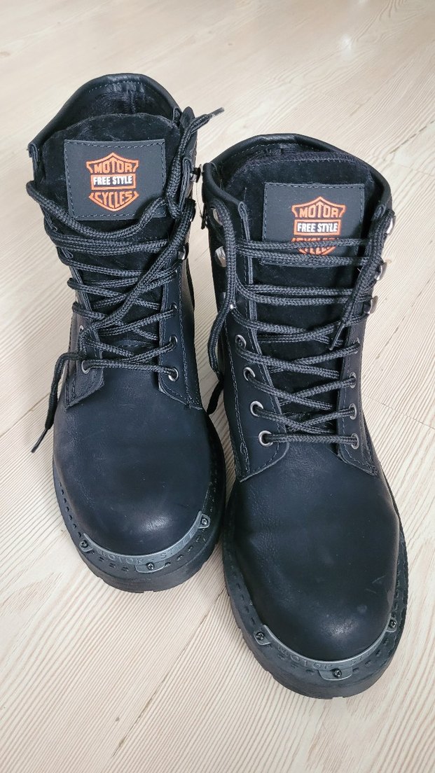 Siyah Erkek Biker Botları, Tokalı, Kauçuk - Görsel 2