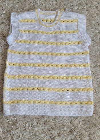 Kız Çocuk Beyaz Sarı Nakışlı Örgü Süveter - Görsel 2