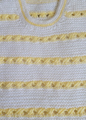 Kız Çocuk Beyaz Sarı Nakışlı Örgü Süveter - Görsel 3