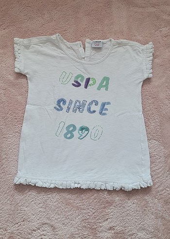 Beyaz Kız Çocuk Fırfırlı Tişört - Görsel 2