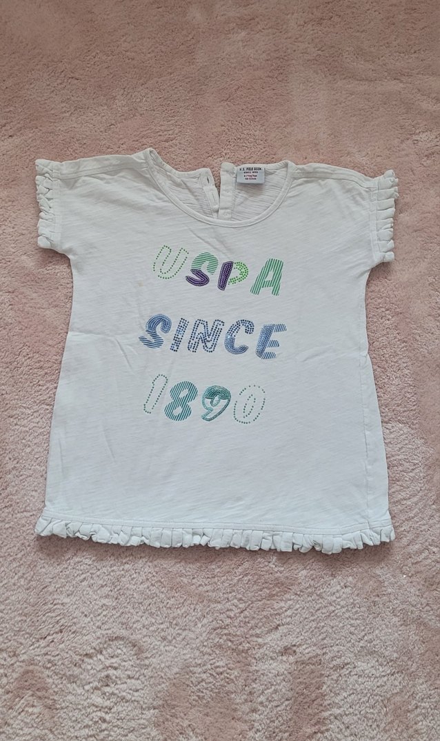 Beyaz Kız Çocuk Fırfırlı Tişört - Görsel 2