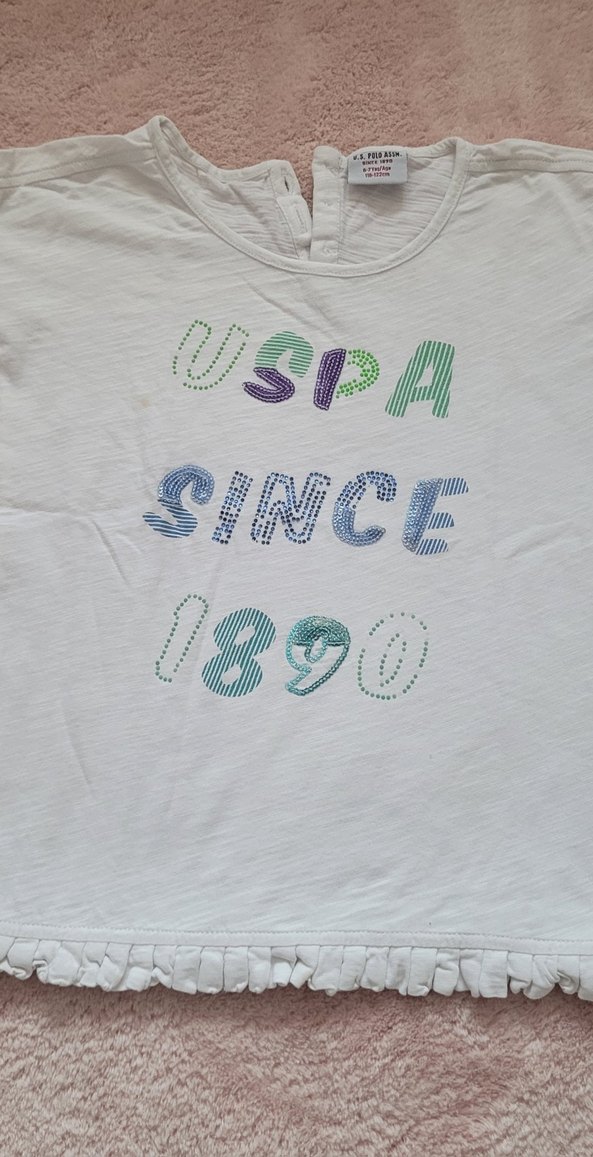 Beyaz Kız Çocuk Fırfırlı Tişört - Görsel 3