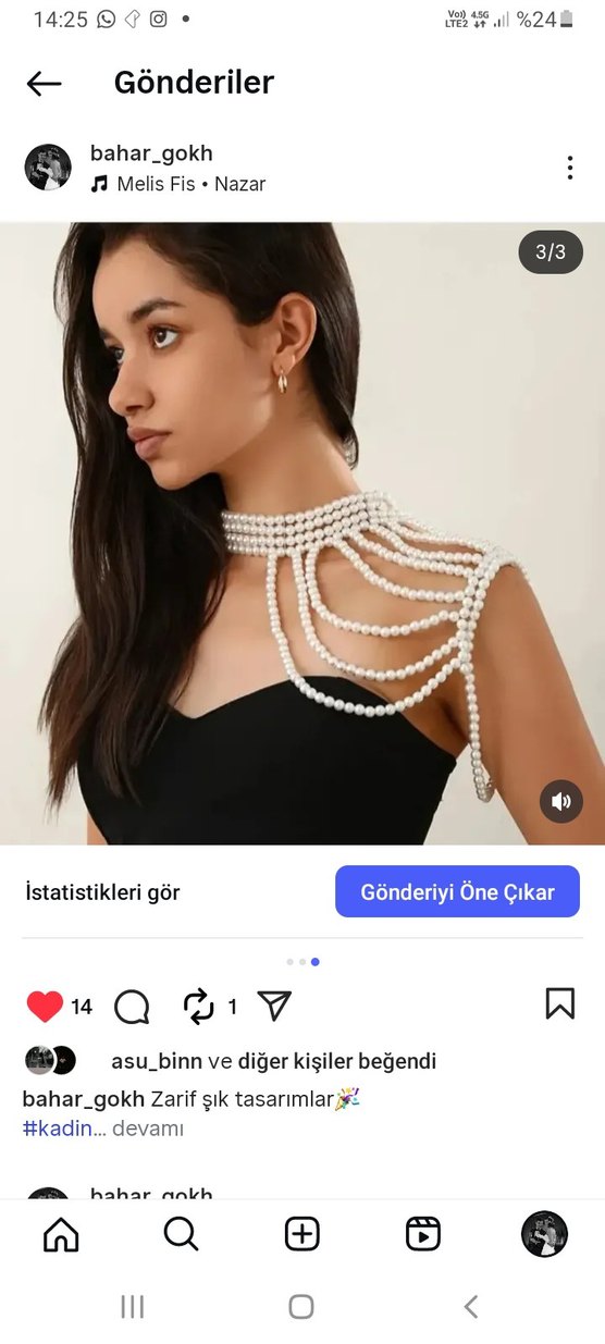 Boncuklu Siyah Kadın Vücut Zinciri - Görsel 3