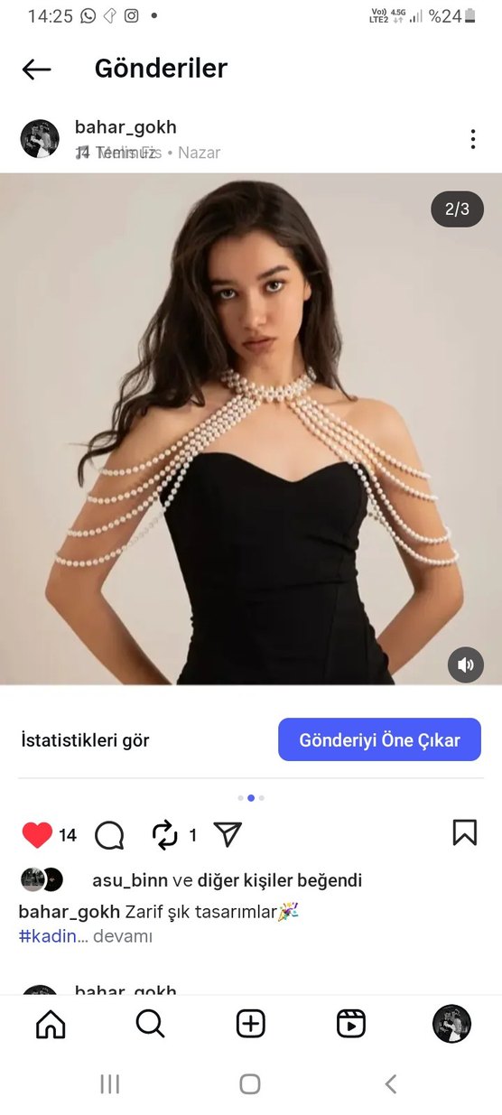 Boncuklu Siyah Kadın Vücut Zinciri - Görsel 2