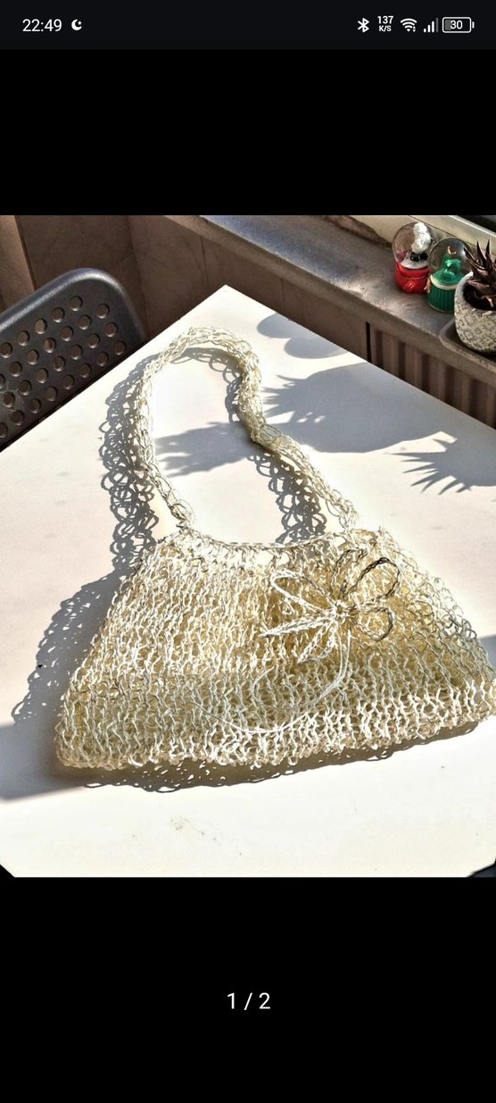 Bej Örgü Bohem Kadın Çanta - Görsel 2