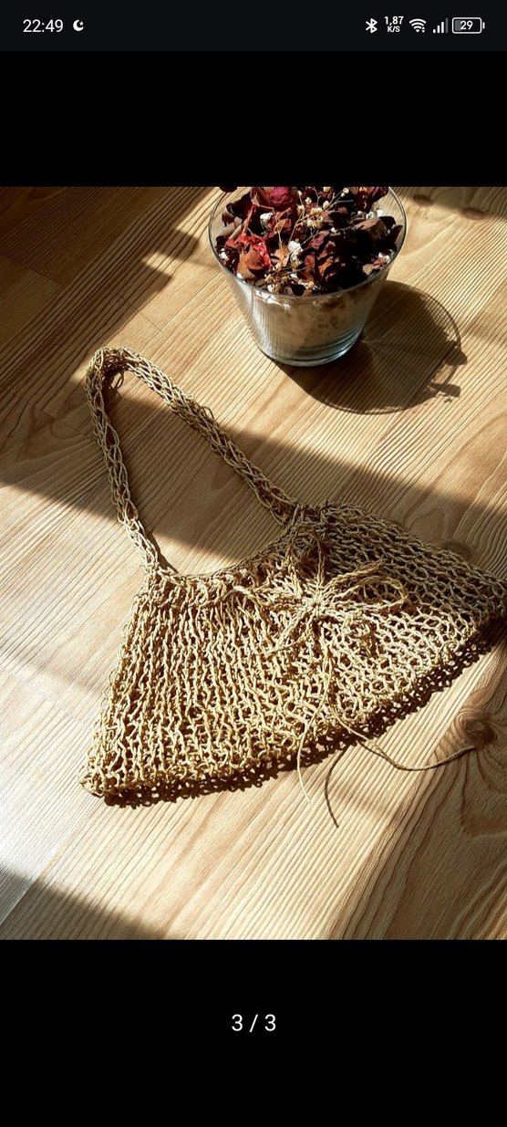 Bej Örgü Bohem Kadın Çanta - Görsel 3