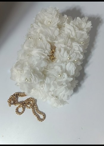 Çiçek Detaylı Beyaz Kadın Çanta - Görsel 2